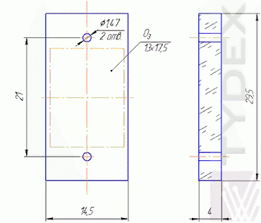 Drawings of the drilled windows